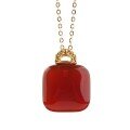 wholesale 925 Silver Gold-Plated Certified Natural Red Agate Pendant with "Wushi" Plaque and Small Sugar Cube Necklace, Birthday Gift for Girlfriend-0-4