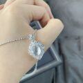 wholesale S925 Silver New Chinese Style Natural Shui Mo Yu Glass Ice Pigeon Egg Faceted Necklace, Live Streaming Best Seller on Xiaohongshu-0-6
