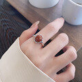 wholesale S925 Sterling Silver Oval South Red Agate Ring, Vintage Antique Finish, Cabochon Index Finger Ring, Factory Direct-0-3