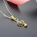 wholesale 925 Sterling Silver Fashion Diamond-Inlaid European and American Cross-Border DIY Drip Pendant "Rhythm of Love" Musical Note Necklace for Women-0-2