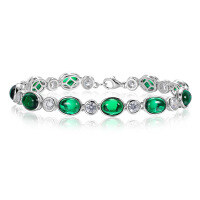wholesale Metal Material: 925 Silver, Simulated Emerald 6*8 Chalcedony Bracelet, Daily Classic Live Streaming Best-Seller for Dropshipping-B066 Chalcedony Bracelet 17cm