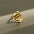 wholesale S925 Sterling Silver 389 Korean Version Irregular Concave-Convex Surface Water Drop Gold and Silver Foil Paper Texture Women's Open Ring-0-0