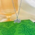 wholesale 999 Silver Fashionable and Luxurious Versatile Niche Design Advanced Collarbone Chain with Ginkgo Leaf and Inlaid Diamonds for Autumn-0-3
