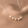 wholesale S925 Sterling Silver Simple and Fashionable Synthetic Pearl Luster Bead Women's Elegant Collarbone Chain Trendy Necklace D9401-0-2