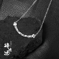 wholesale Sterling Silver, Maker S999 Ice Chip Smile Pendant Necklace for Women, Small and Minimalist Design, Versatile, Super Sparkly, Light Luxury Collarbone Chain-Pure Silver Smile Shattered Ice Pure Silver