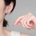 S925 Sterling Silver Moissanite Square Stud Earrings for Women, Simple and Versatile-0-2