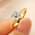 Gold-Plated Brass Women's Fashion Cubic Zirconia Full Diamond Design Luxury Ring-0-5