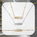 wholesale 18K Gold Liuliu Diamond Necklace for Women, Natural Diamond Sliding Three-Diamond Pendant, New Light Luxury Collarbone Chain with Inlaid-0-0
