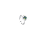 wholesale S925 Sterling Silver Cross-Border Moissanite Four-Prong Ring for Women, Minimalist and Fashionable Petite Design, Exquisite Light Luxury Korean Style Closed Band-1 carat (green moissanite) ring US size 7