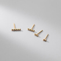 wholesale S925 Sterling Silver Minimalist Small Stud Earrings with Single Smooth Bead, Simple and Petite Round Bead Earrings for Students M00531-Silver>925 silver-two light beads