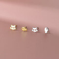 wholesale S925 Sterling Silver Fresh and Sweet Style Cute Design Asymmetric Cat and Fish Ear Stud M05585-0-0