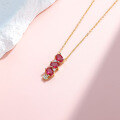 wholesale S925 Silver Red Corundum Pendant Necklace for Women, Light Luxury Fashion French Style High-End Feel Small Collarbone Chain-0-1