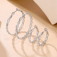 wholesale 18K Gold Plated Sterling Silver Cross-Border New Moissanite Earrings, Twisting Vine Large Hoop Earrings for an Advanced and Slimming Look-Diameter about 30MM