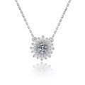 wholesale S925 Sterling Silver Maker Sunflower Snowflake Full Diamond Necklace Fashionable Luxury Elegant High-End Collarbone Chain Silver Jewelry-0-4