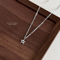 wholesale S999 Sterling Silver Korean-style Love Zircon Necklace for Women, Minimalist Star Pendant-0-5