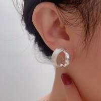 wholesale S925 Sterling Silver Heavy Workmanship Frosted Double Layer Earrings for Women, Korean Ins Trend High-End Sense Minimalist Style Ear Clasp Earrings-Sterling silver