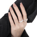 wholesale S925 sterling silver 875 irregular texture ring women minimalist style small batch original unique ins open band silver ring-0-2