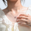 wholesale S925 Sterling Silver Cross-Border Moissanite Heart Full Diamond Necklace, Luxury and Versatile Collarbone Chain with Pendant for Live Streaming Wholesale-0-3