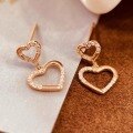 wholesale S925 Sterling Silver All-Over Red Elk Heart Earrings, Sweet and Versatile Stud Earrings for Women, Minimalist and Gentle Niche Ear Accessories-0-4