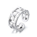 wholesale S925 Sterling Silver Irregular European Wide Mesh Open Ring Ins Trendy Cool Statement Ring for Women-0-4
