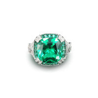 wholesale 925 Silver Gold-Plated Ring with High-Carbon Diamond Muzo Green Art Deco Decorative Retro Fashion Jewelry Exquisite Women's Ring-Muzo Green 130 catties or less US size 8 (Hong Kong size 16-17 EU size 57) Ring length approximately 57mm