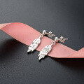 wholesale S925 Sterling Silver Korean-style New Foreign Trade Diamond-inlaid Earrings, Fresh and Popular Feather Drop Earrings-0-1