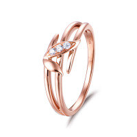 wholesale 18K gold, AU750 white gold, 14K rose gold diamond-embedded ring, paired branch design jewelry, matching rings-9K Gold-Moissanite