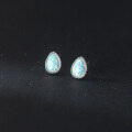 wholesale S925 Sterling Silver Waterdrop-shaped Earrings for Women, Korean Style White Geometric Synthetic Opal Ear Accessories M04141-0-4
