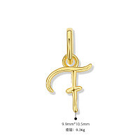 wholesale 925 Sterling Silver Irregular English Letter Pendant Ins Necklace For Women-F-Single Pendant/Gold