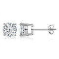 S925 Sterling Silver Square Earrings with Moissanite, Simple and Chic for Commuting-0-10