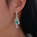 wholesale S925 Silver 2ct Oval Portuguese Cut Paraiba 6*8 Swan Earrings, Popular European and American Ear Accessories-0-2