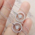 wholesale S925 Sterling Silver Full-Circle Pavé Diamond Pendant Necklace for Women, Fashion-Forward Minimalist Versatile Statement Piece with Dazzling Sparkle-0-3