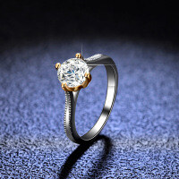 18K Gold Plated Silver Moissanite Ring Four-Prong Women's Live Stream Wholesale-1 carat (set with eight hearts and eight arrows zircon)  16 yards