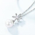 wholesale S925 Sterling Silver New Natural Freshwater Pearl Magnolia Pendant Collarbone Chain, Niche Design Necklace Wholesale-0-2
