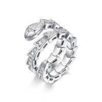 wholesale 925 Sterling Silver Snake Earrings with Zircon Inlaid, Minimalist Ins Style Luxury High-End European and American Pure Silver Earrings-Ring-0504 18mm