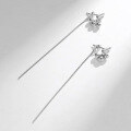 wholesale S925 Sterling Silver Long Tassel Drop Earrings for Women, Minimalist Design, Versatile and Unique Statement Earrings-0-2
