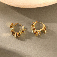 wholesale 925 Sterling Silver Round Sequin Ear Clips, Light Luxury Retro European And American Cross-border Minimalist Exaggerated Personality Earrings For Women-E195E-Gold 925 Silver