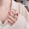 wholesale S925 Sterling Silver Retro Geometric Irregular Open Ring with a Unisex and Trendy Style-0-2