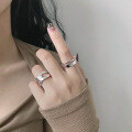 wholesale S925 Sterling Silver 782 Korean Version Minimalist Polished Surface Double-Layer Open Adjustable Ring for Women-0-3