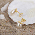 wholesale 925 Sterling Silver Baroque Pearl 14K Gold Earrings, Korean Fashion Minimalist Ear Accessories-0-2