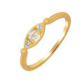 wholesale S925 silver plated with 14K gold, Japanese minimalist-style-designed white crystal + white zircon ring-0-4