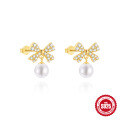 wholesale S925 Sterling Silver Classic Octagram Five-Petal Flower Tassel Earrings with Crystal Austrian Opal Pearl-0-7
