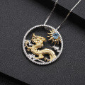 wholesale 925 Silver Chinese Zodiac Dragon Pendant with Natural Gemstone, Necklace-0-1