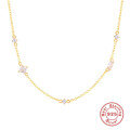 wholesale S925 Sterling Silver, an INS creative and versatile mini collarbone necklace, TikTok style, with delicate diamond accents-0-0