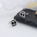 wholesale S925 Sterling Silver Minimalist Black Enamel Letter CD Ear Studs Trendy Fashion Ins Style Earrings-0-1