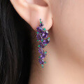 wholesale S925 Silver Italian Designer Crafted Earrings, Natural Style with Genuine Amethyst Gemstone Ear Drops-0-3