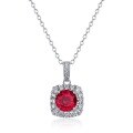 wholesale S925 Silver Cross-Border Exclusive Minimalist Geometric Lab-Created Ruby Necklace, Luxury Fashion Moissanite Pendant Custom Wholesale-0-5