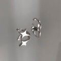 wholesale S925 Sterling Silver Four-Pointed Star Ear Clips for Women, Minimalist Niche Smooth Studless Four-Pointed Star Earrings M00519-0-0