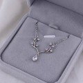 wholesale S925 Sterling Silver Maker Light Luxury Reindeer "With You All the Way" Diamond-Inlaid Teardrop Necklace for Women, Fashionable and Elegant Small Niche Collarbone Chain-0-1