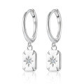 wholesale S925 Sterling Silver Geometric Square Love Earrings Minimalist Versatile European-style Ear Clasps-0-8